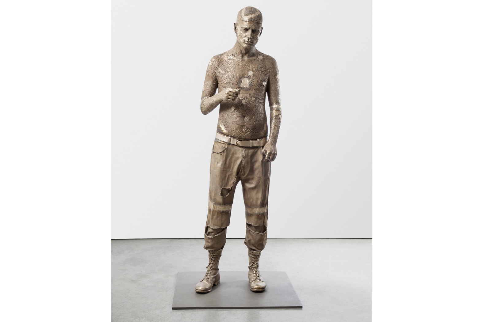 zombie boy rick genest marc quinn bronze sculpture artwork science museum london