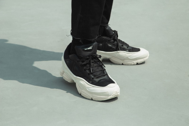adidas by raf simons ozweego on foot look hbx black white