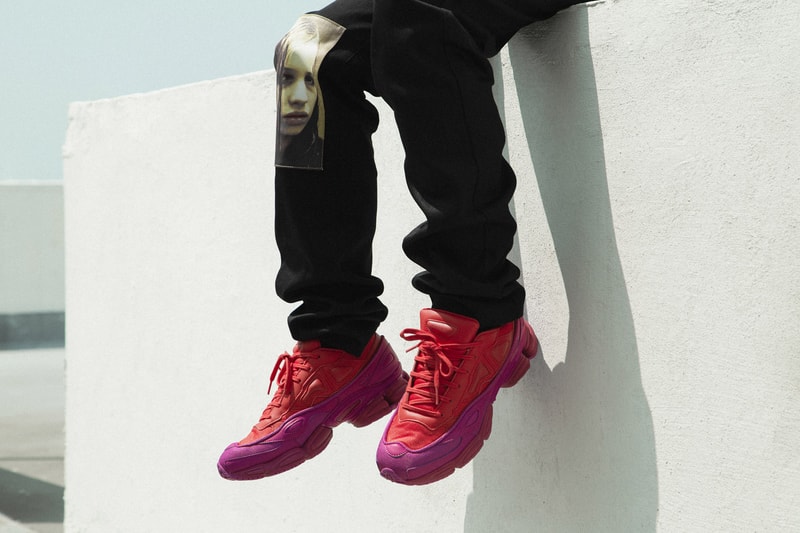 adidas by raf simons ozweego on foot look hbx pink purple
