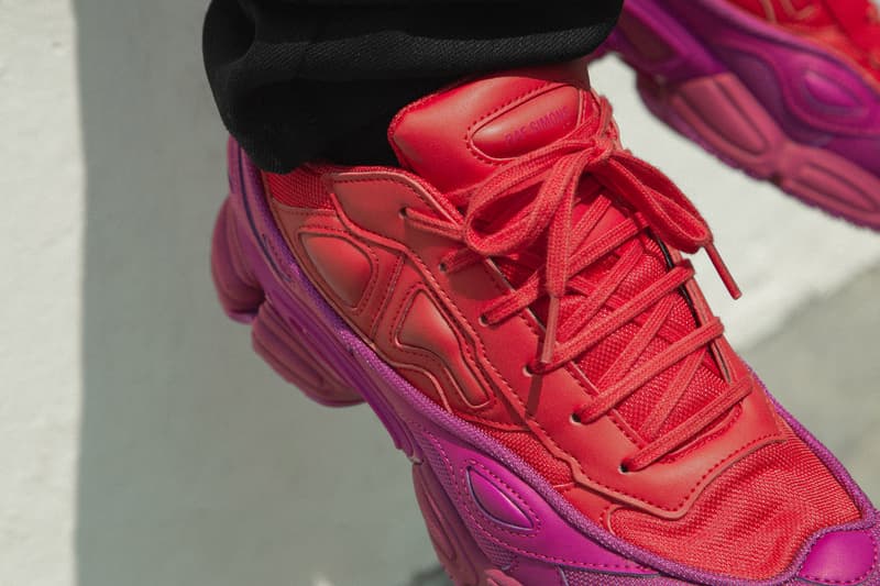 adidas by raf simons ozweego on foot look hbx pink purple