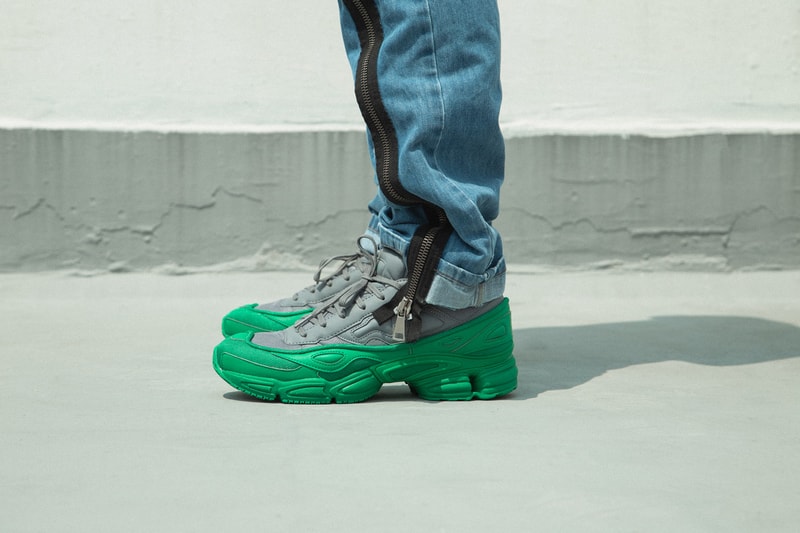 adidas by raf simons ozweego on foot look hbx green grey