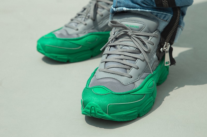 adidas by raf simons ozweego on foot look hbx green grey
