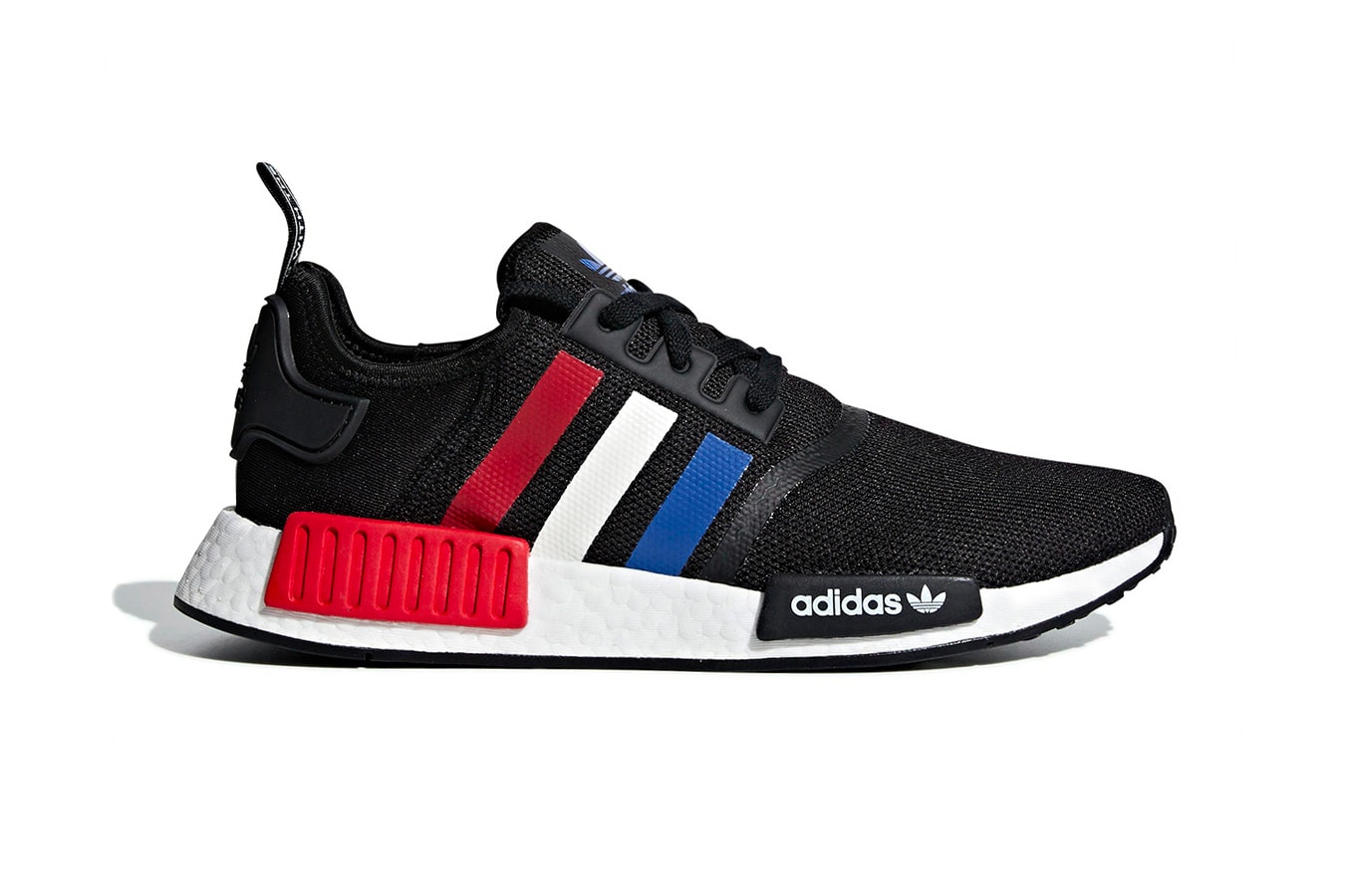 adidas NMD R1 black red white blue release info sneakers
