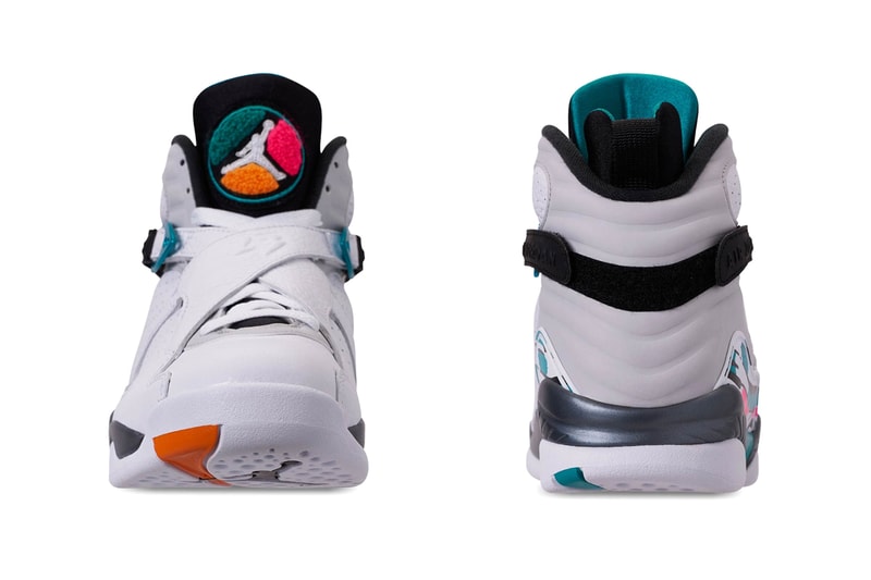 Air Jordan 8 South Beach release info jordan brand white grey orange teal pink sneakers