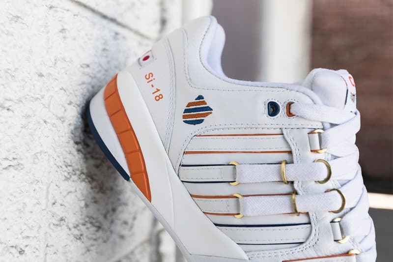 Anwar Carrots K-Swiss SI-18 white orange navy gold release info sneakers exclusive collaborations