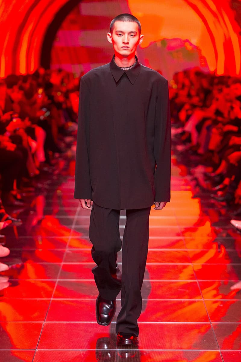 balenciaga runway spring 2019 collection paris fashion week men women demna gvasalia suit shoulder sneaker track dress logo