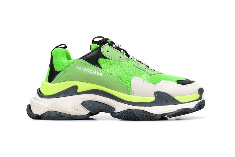 Balenciaga Triple S Lime Green and Black Farfetch