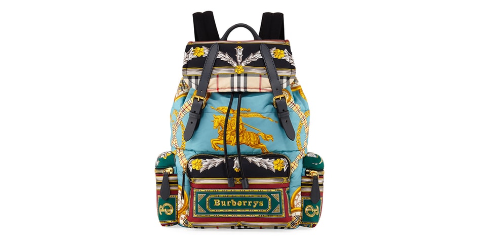 BRAND NEW leather Burberry Backpack Foliage Print burberry-vintage-scarf-print-  main image 2