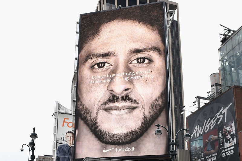 nike colin kaepernick ad campaign stock share prices rise 6 billion usd record peak sell out item support fans just do it investor september 2018 sportswear