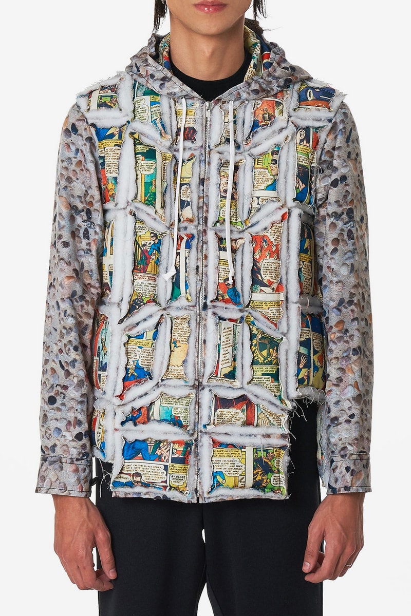 COMME des GARÇONS HOMME Plus Tiled Body Jacket fall winter 2018 release info comic strip multicolor