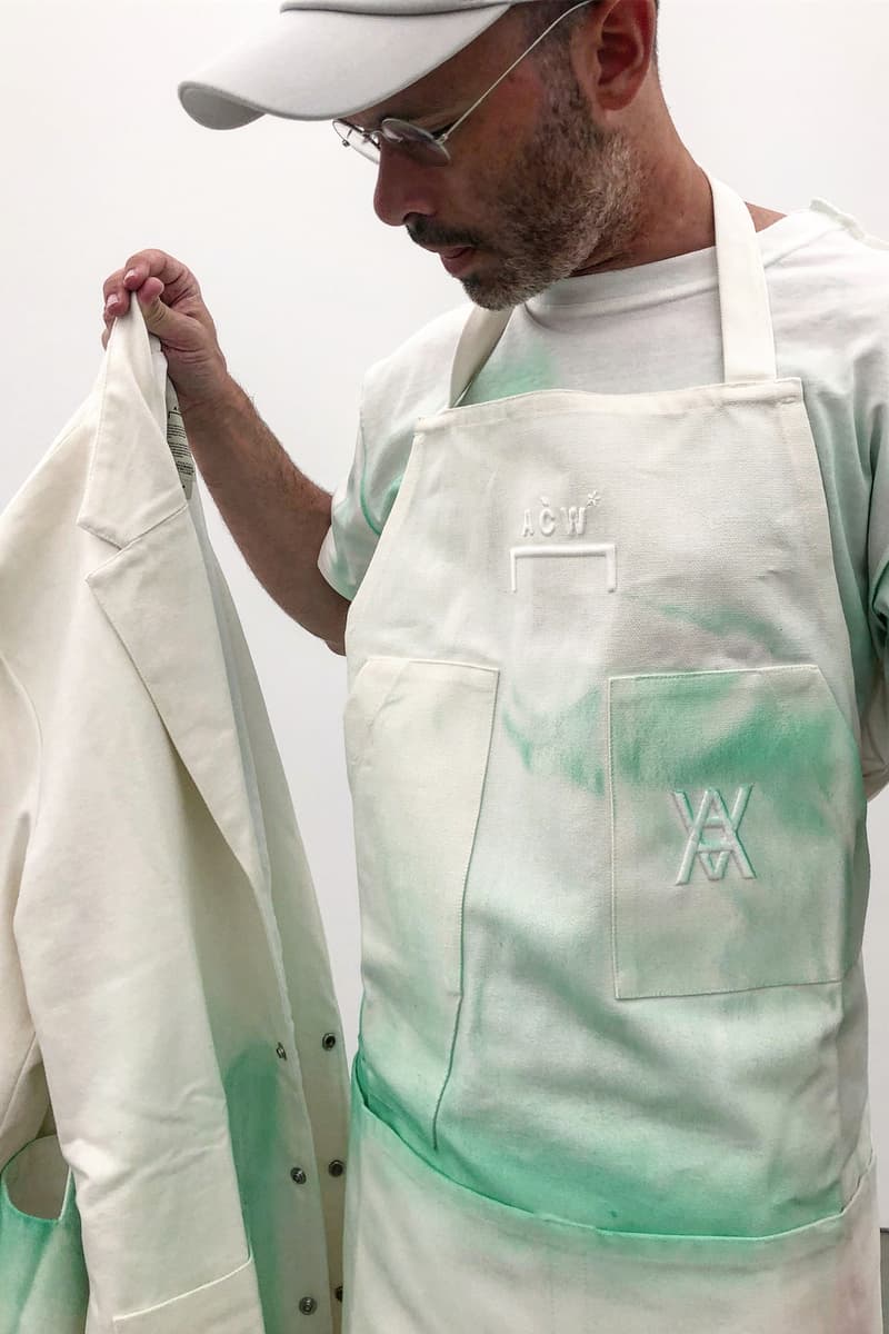 daniel arsham samuel ross a cold wall studio uniform design exclusive not for resale white lab coat dye work pants hat art new york