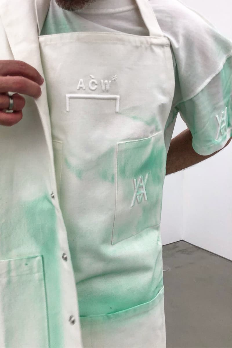 daniel arsham samuel ross a cold wall studio uniform design exclusive not for resale white lab coat dye work pants hat art new york