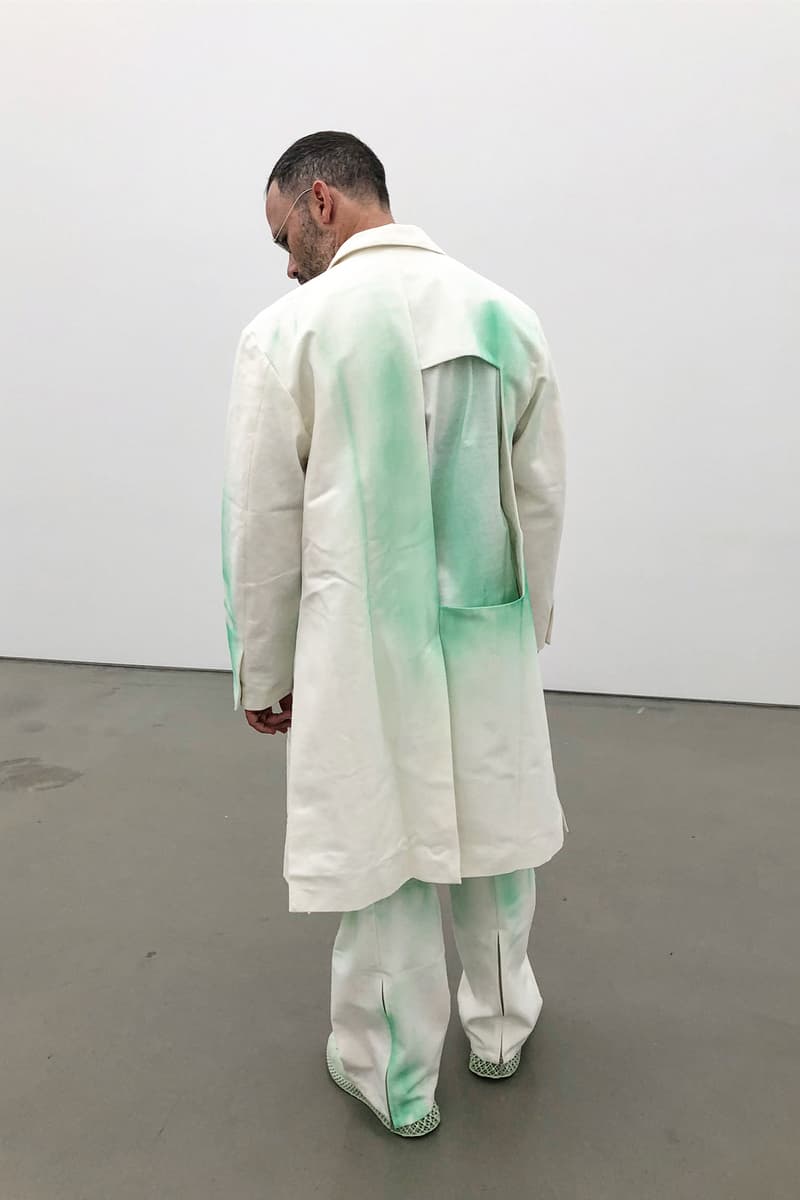 daniel arsham samuel ross a cold wall studio uniform design exclusive not for resale white lab coat dye work pants hat art new york