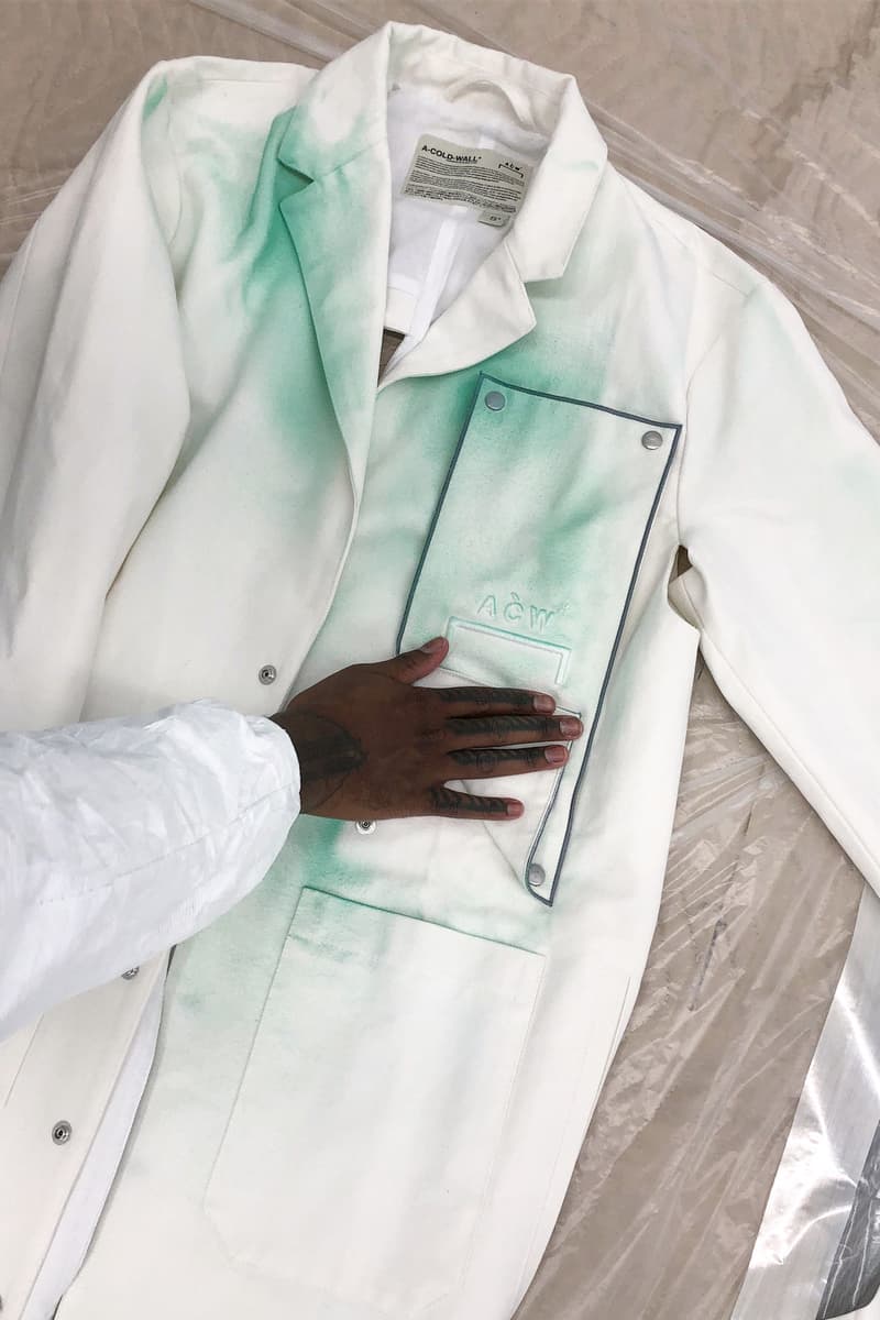 daniel arsham samuel ross a cold wall studio uniform design exclusive not for resale white lab coat dye work pants hat art new york
