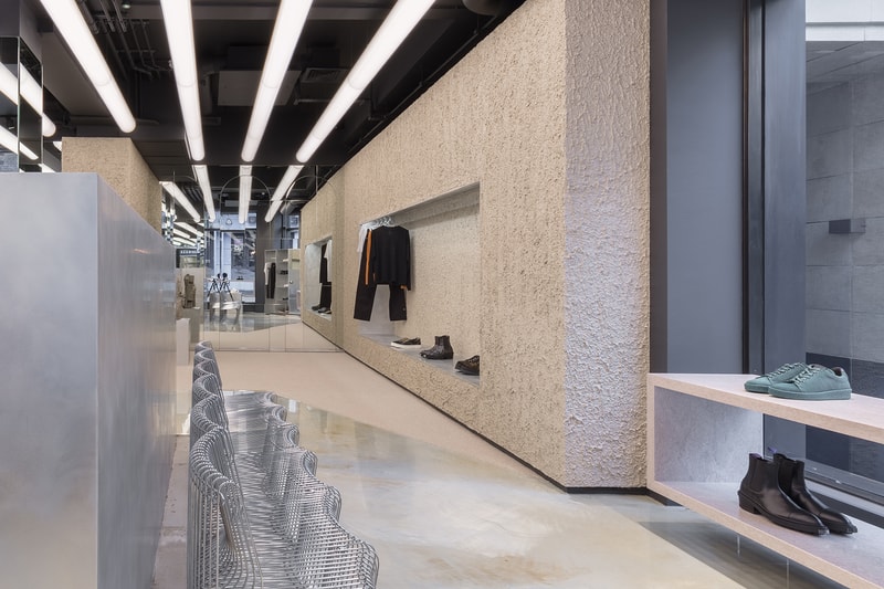 Eytys London Soho Flagship Store Look Inside First Look Swedish Architecture Design Issey Miyake Brutalism Postmodernism Influence Max Schiller Jonathan Hirschfeld
