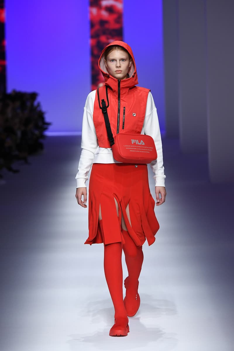 FILA Spring Summer 2019 Milan Fashion Week sportswear jackets swaeters hoodies bags hats accessories runway