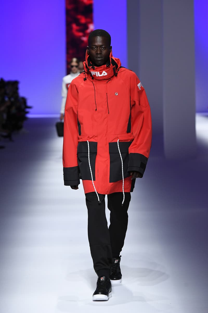 FILA Spring Summer 2019 Milan Fashion Week sportswear jackets swaeters hoodies bags hats accessories runway