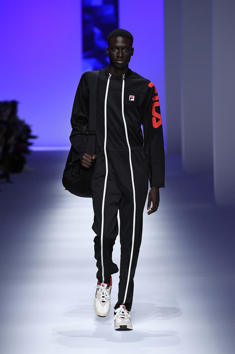 FILA Spring Summer 2019 Milan Fashion Week sportswear jackets swaeters hoodies bags hats accessories runway