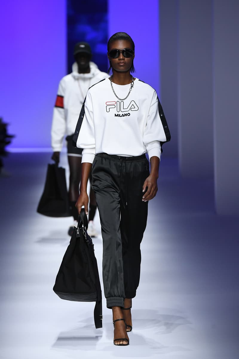 FILA Spring Summer 2019 Milan Fashion Week sportswear jackets swaeters hoodies bags hats accessories runway