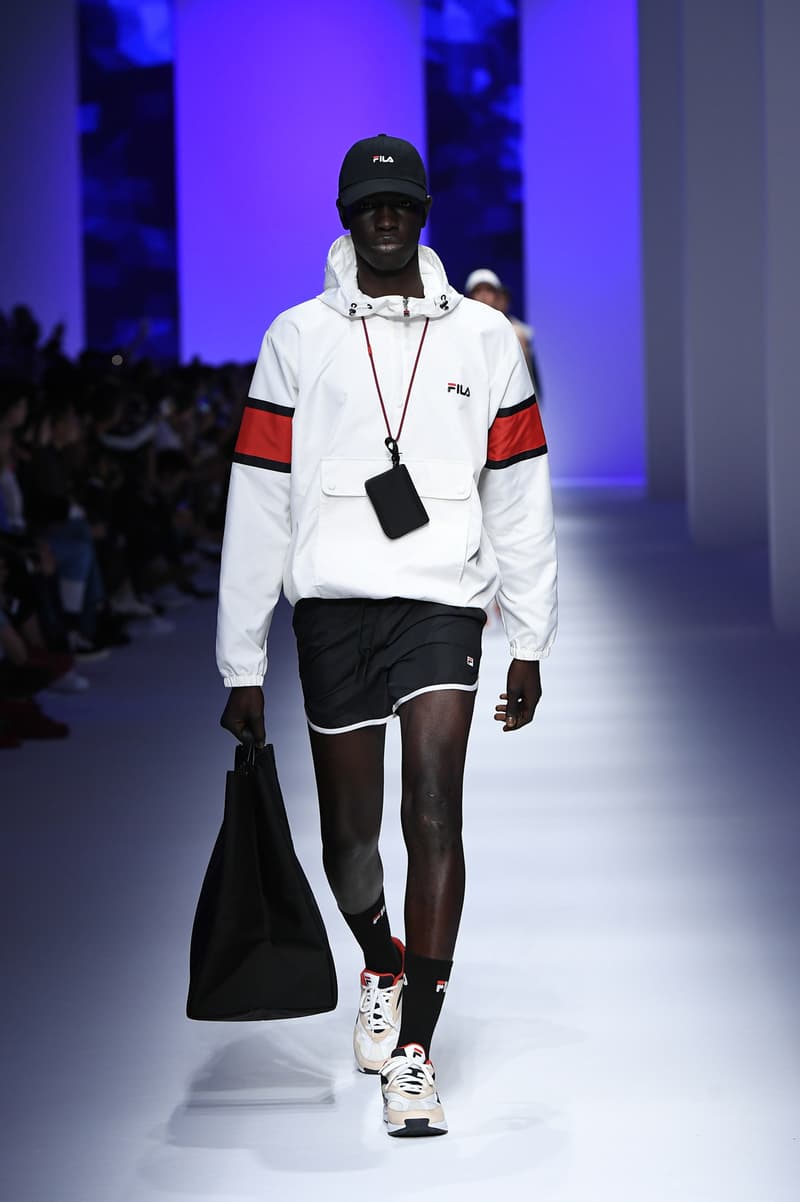 FILA Spring Summer 2019 Milan Fashion Week sportswear jackets swaeters hoodies bags hats accessories runway