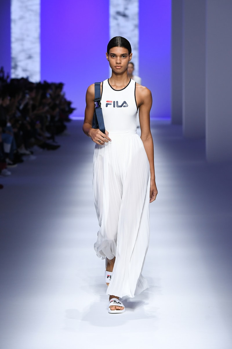 FILA Spring Summer 2019 Milan Fashion Week sportswear jackets swaeters hoodies bags hats accessories runway