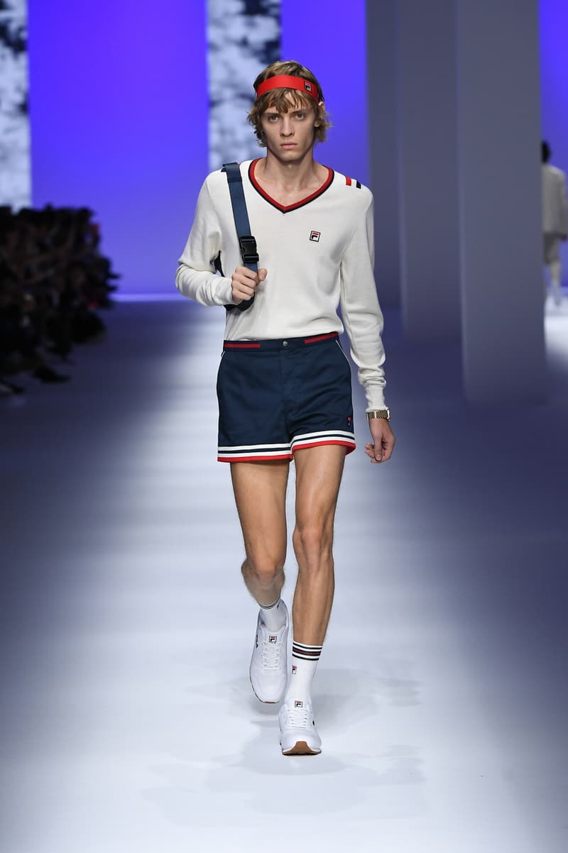 FILA Spring Summer 2019 Milan Fashion Week sportswear jackets swaeters hoodies bags hats accessories runway