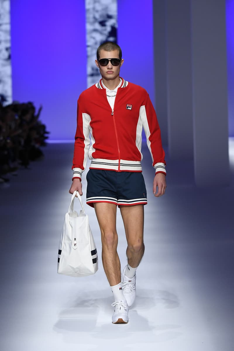 FILA Spring Summer 2019 Milan Fashion Week sportswear jackets swaeters hoodies bags hats accessories runway