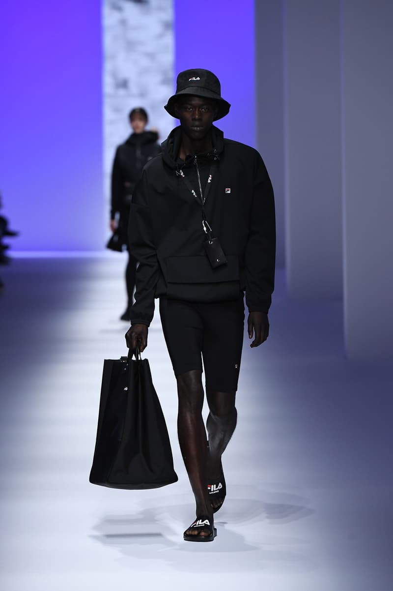 FILA Spring Summer 2019 Milan Fashion Week sportswear jackets swaeters hoodies bags hats accessories runway