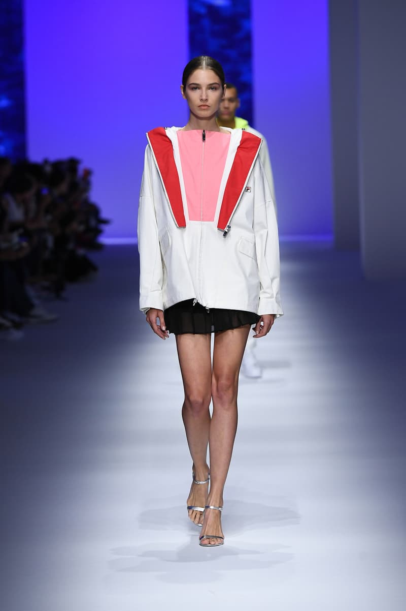 FILA Spring Summer 2019 Milan Fashion Week sportswear jackets swaeters hoodies bags hats accessories runway