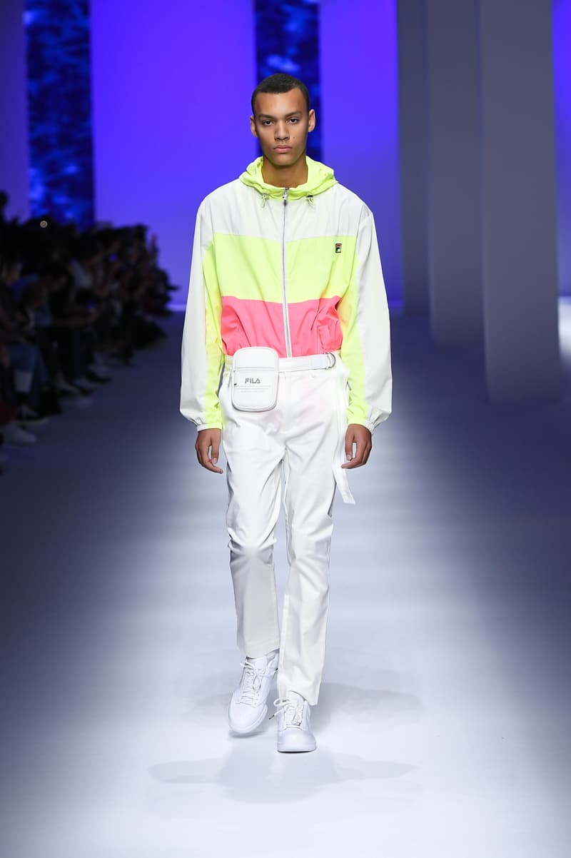 FILA Spring Summer 2019 Milan Fashion Week sportswear jackets swaeters hoodies bags hats accessories runway