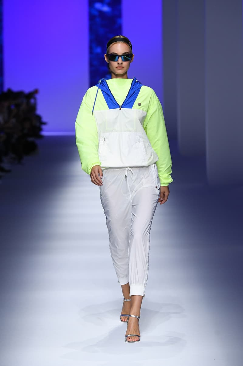 FILA Spring Summer 2019 Milan Fashion Week sportswear jackets swaeters hoodies bags hats accessories runway