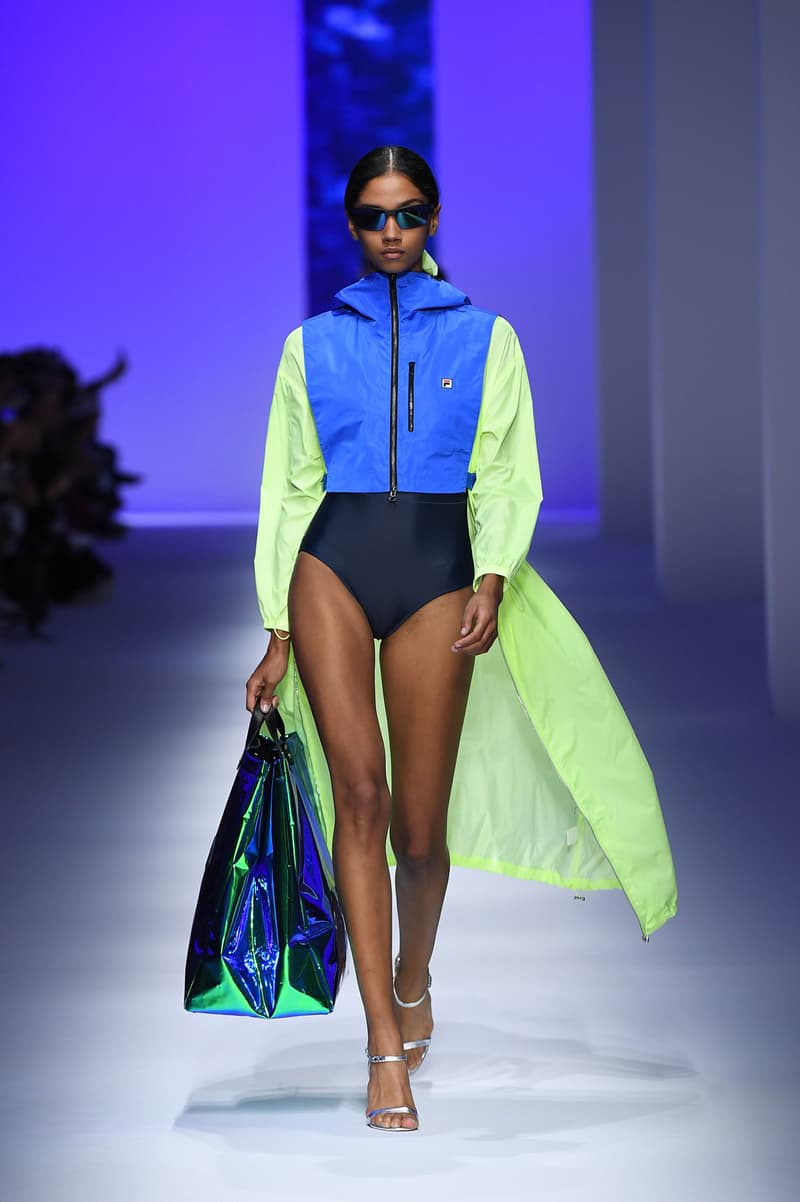 FILA Spring Summer 2019 Milan Fashion Week sportswear jackets swaeters hoodies bags hats accessories runway