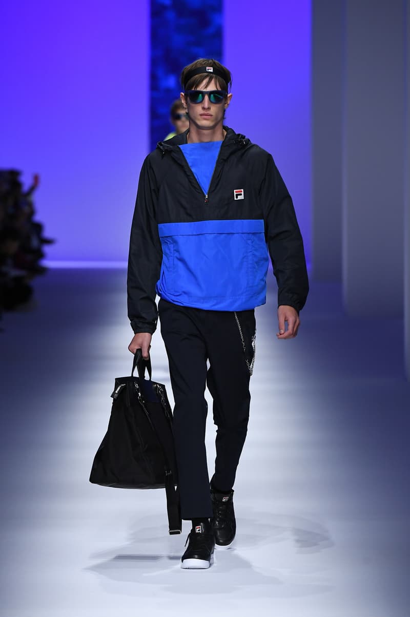 FILA Spring Summer 2019 Milan Fashion Week sportswear jackets swaeters hoodies bags hats accessories runway