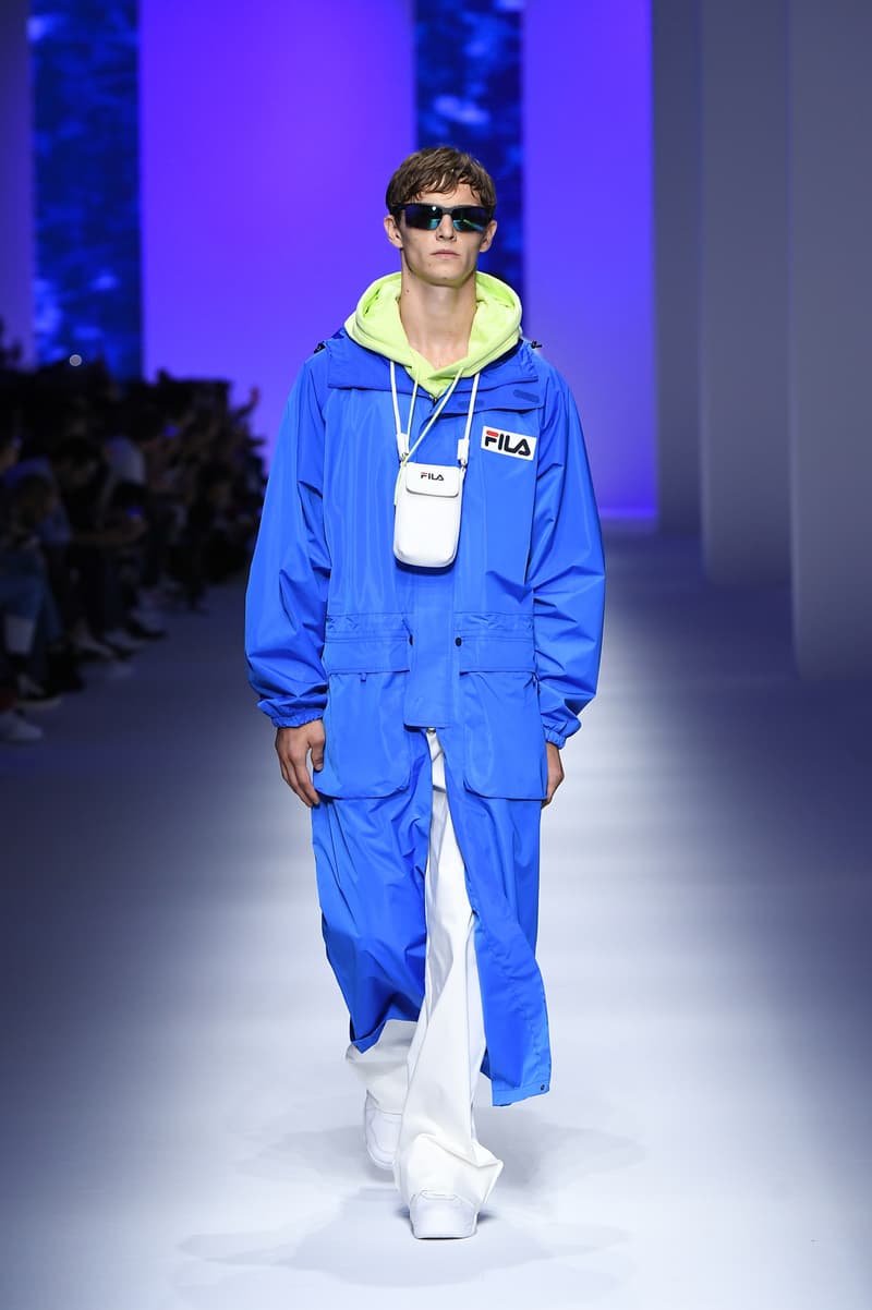 FILA Spring Summer 2019 Milan Fashion Week sportswear jackets swaeters hoodies bags hats accessories runway