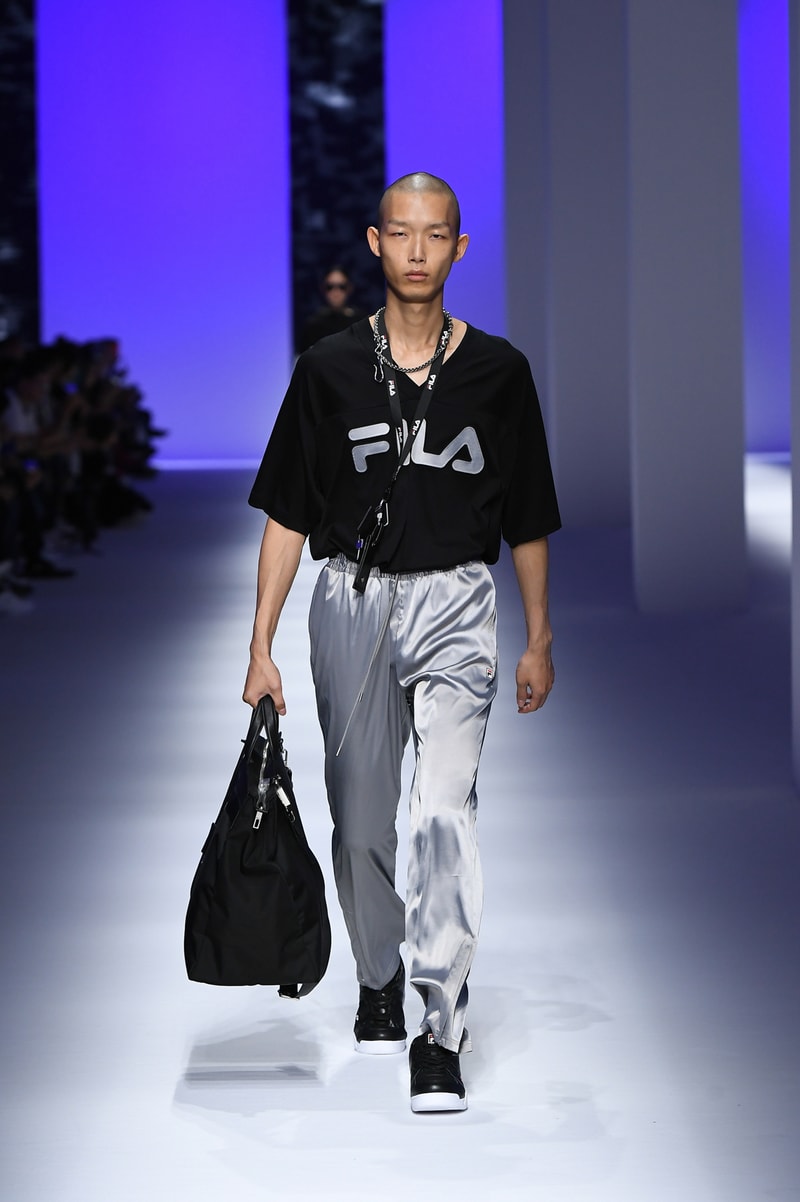 FILA Spring Summer 2019 Milan Fashion Week sportswear jackets swaeters hoodies bags hats accessories runway