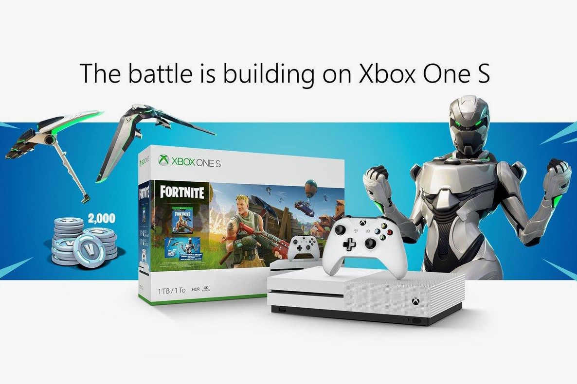Fortnite Xbox One S Exclusive Skin Details Cop Purchase Buy Bundle Deal Eon Outfit Skin Resonator Pickaxe Aurora Glider 2,000 V-Bucks Entertainment