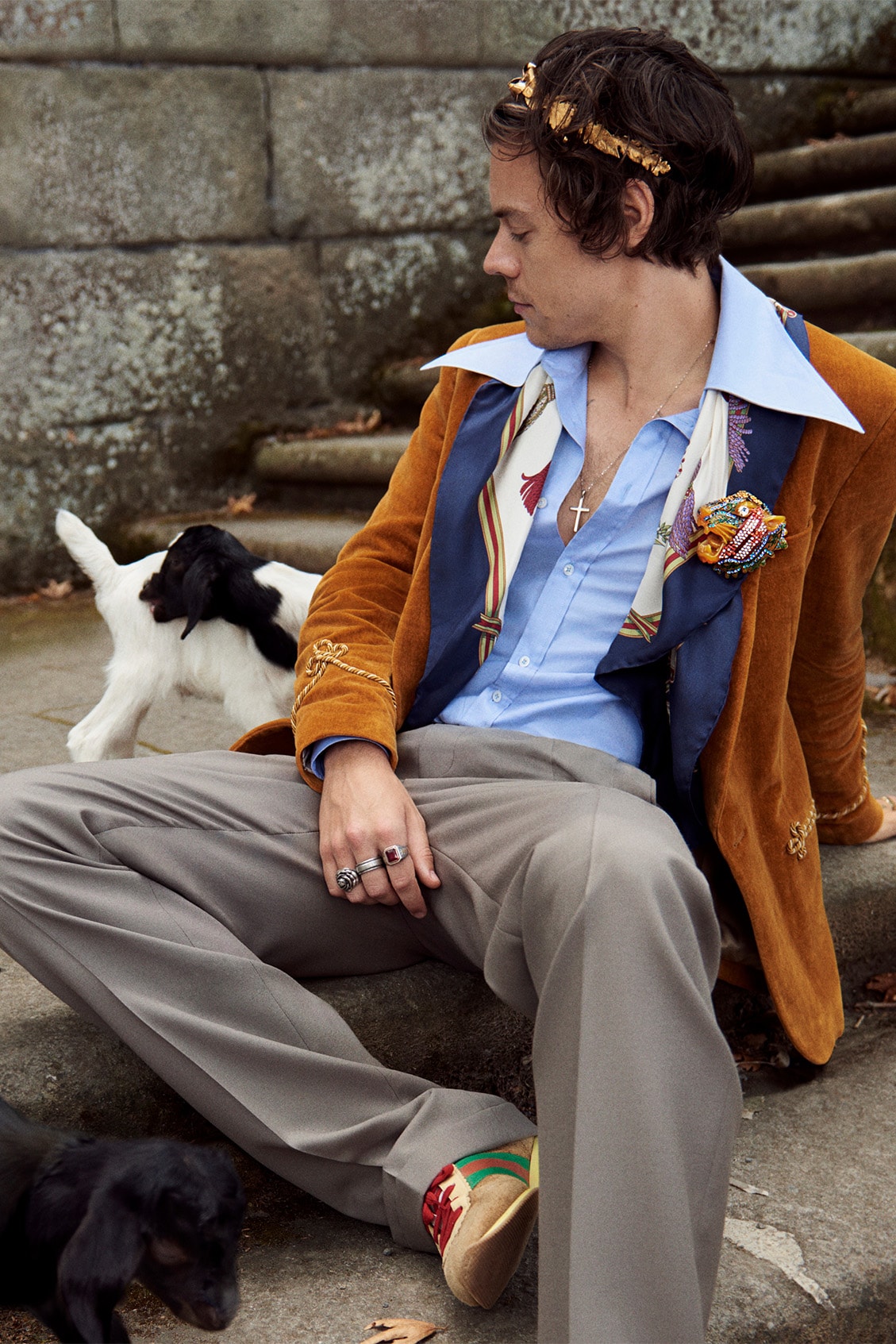 Gucci Cruise Harry Styles 2019 Mens Tailoring Campaign Fashion Clothing Garments High End Cop Purchase Buy Available Soon Glen Luchford Italy Villa Lante pig goat sheep