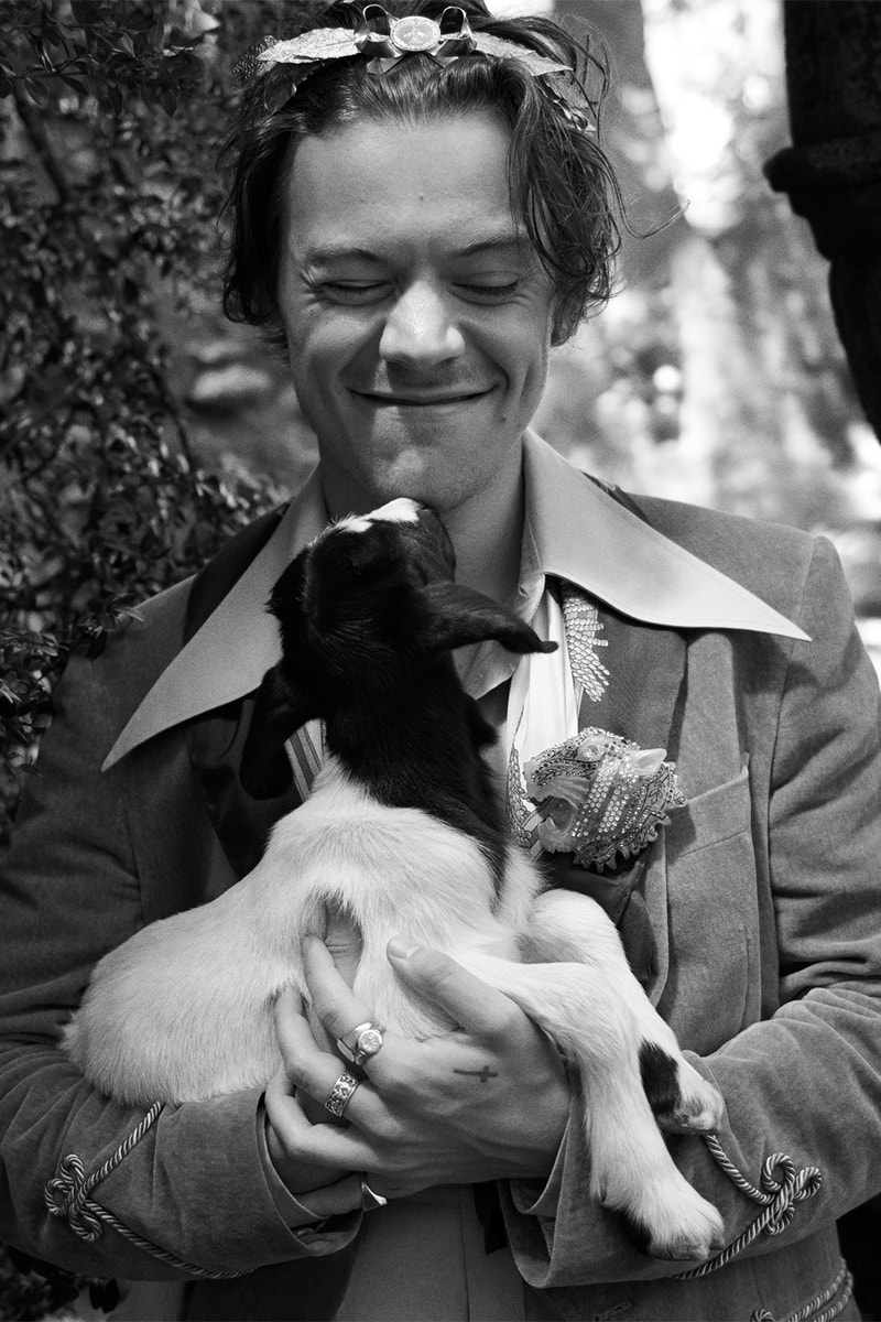 Gucci Cruise Harry Styles 2019 Mens Tailoring Campaign Fashion Clothing Garments High End Cop Purchase Buy Available Soon Glen Luchford Italy Villa Lante pig goat sheep