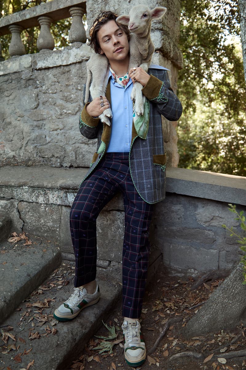 Gucci Cruise Harry Styles 2019 Mens Tailoring Campaign Fashion Clothing Garments High End Cop Purchase Buy Available Soon Glen Luchford Italy Villa Lante pig goat sheep