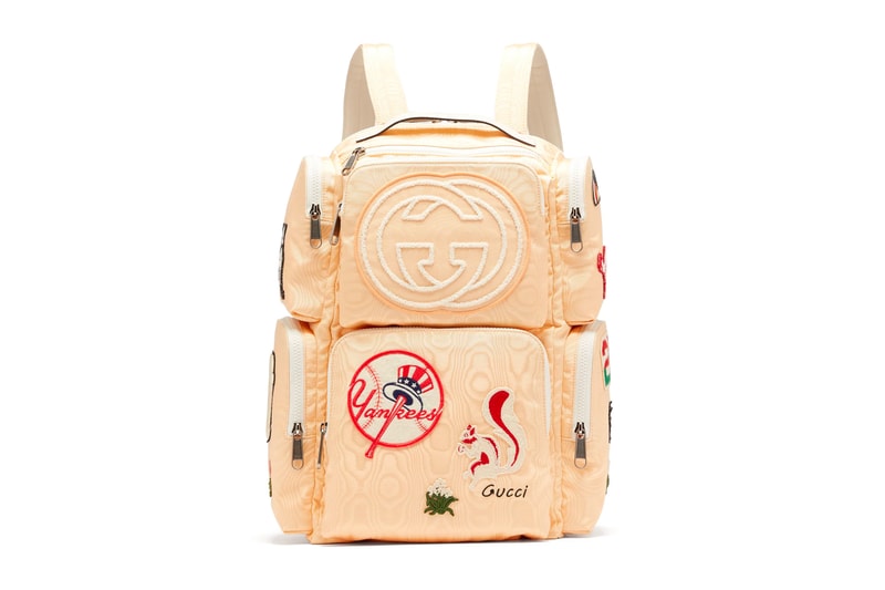 Gucci Moiré Canvas Backpack Patches beige release info new york yankees bags accessories