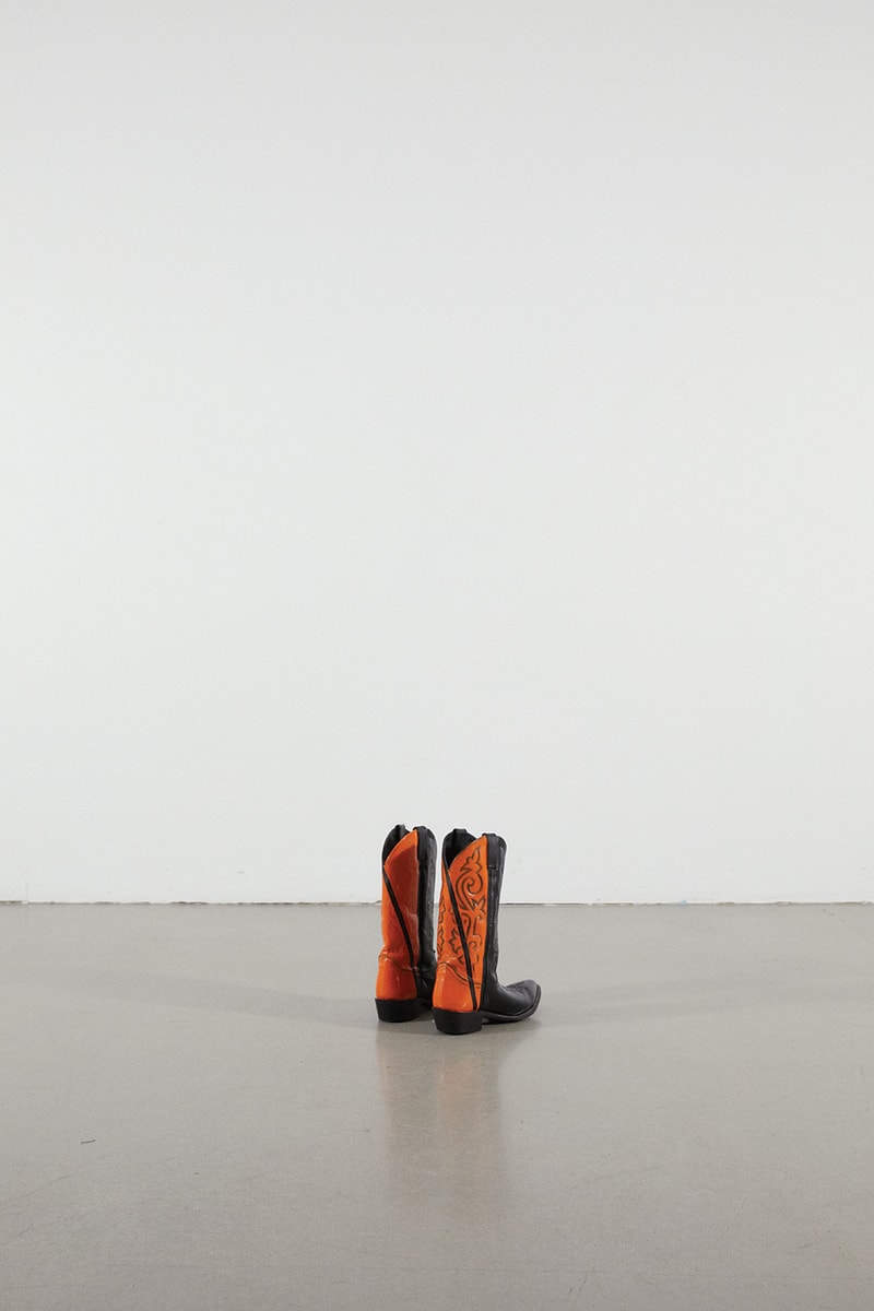 Helmut Lang Jeans Under Construction Launch Denim straight bootcut drainpipe the trucker jacket Brian Roettinger Nocona cowboy boots hand painted Sarah Morris Alix Browne capsule