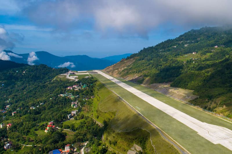 india pakyong airport himalayan mountains