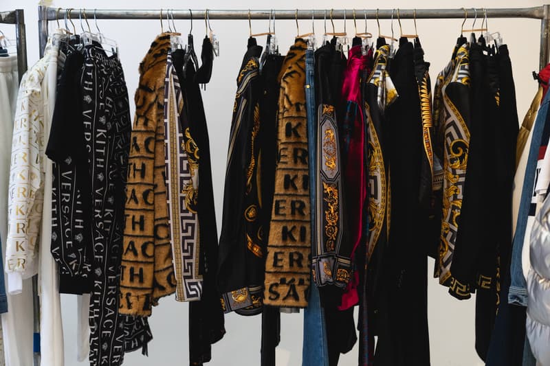 kith park fall winter 2018 runway show collection backstage closer look versace sneakers jacket hat shirt branding logo ronnie fieg