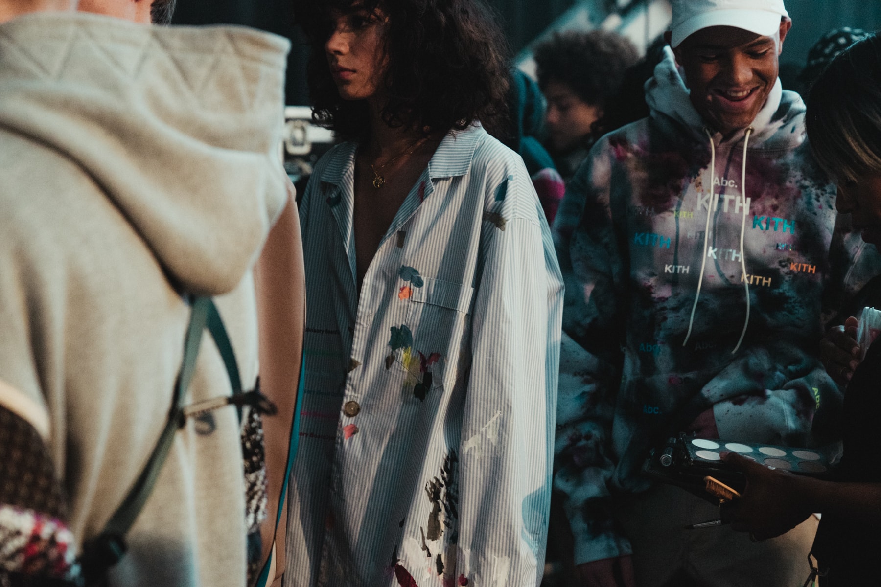 kith park fall winter 2018 runway show collection backstage closer look versace sneakers jacket hat shirt branding logo ronnie fieg