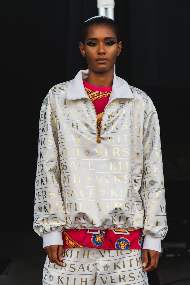 kith park fall winter 2018 runway show collection backstage closer look versace sneakers jacket hat shirt branding logo ronnie fieg