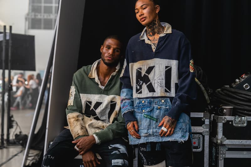 kith park fall winter 2018 runway show collection backstage closer look versace sneakers jacket hat shirt branding logo ronnie fieg