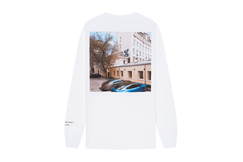 off white km20 exclusive capsule collection collaboration drop release date september 6 2018 panther hoodie tee shirt dress tulle socks belt industrial logo branding graphics limited russia store socks sweatpants track cycling long sleeve short white black