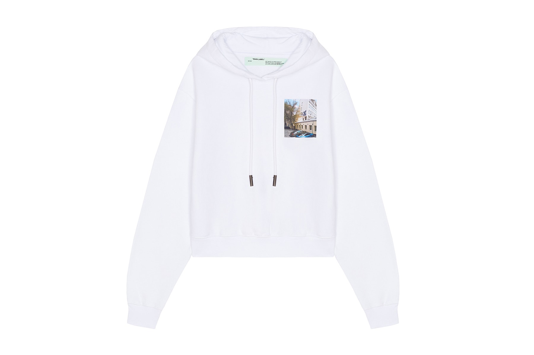 off white km20 exclusive capsule collection collaboration drop release date september 6 2018 panther hoodie tee shirt dress tulle socks belt industrial logo branding graphics limited russia store socks sweatpants track cycling long sleeve short white black