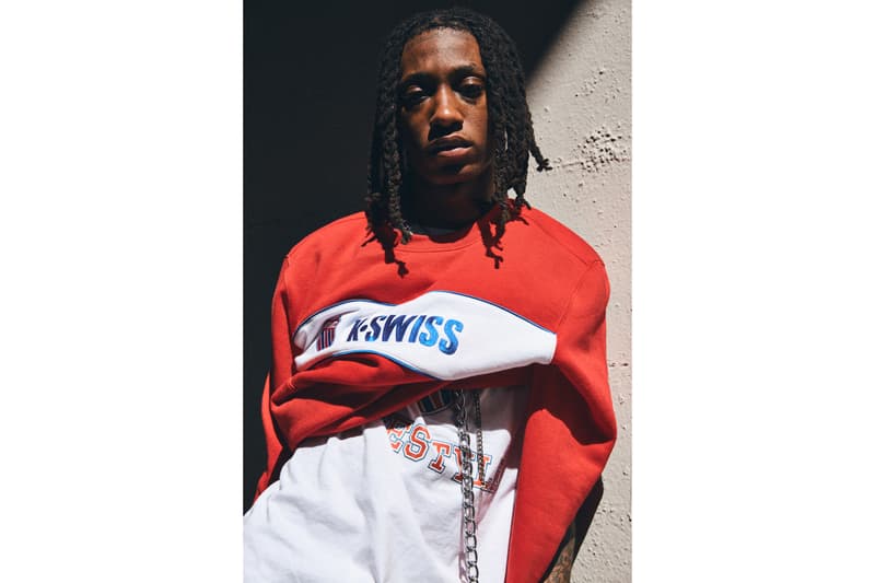 K-Swiss x PacSun Collection Lookbooks west coast tennis fleec my swiss top fleece black blue red white grey california pullover joggers