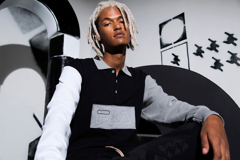 Liam Hodges Fila Fall/Winter 2018 Lookbook Fashion Clothing Cop Purchase Buy Dover Street Market London Selfridges Disruptor 2 II London Fashion Week Magic Line